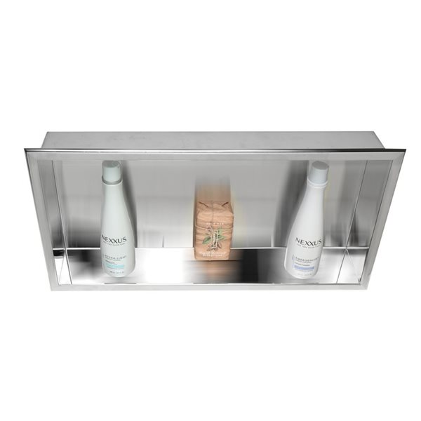 ALFI brand 24-in x 12-in Stainless Steel Horizontal Single Shelf Bath Shower Niche