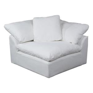Sunset Trading Cloud Puff White Performance Fabric Slipcover for Sofa Sectional Modular Arm Chair