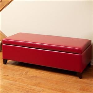 Banc avec rangement en similicuir York, Rouge, 50