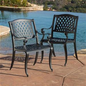 Ensemble de 2 chaises de patio Hallandale, sable noir