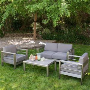 Best Selling Home Decor Mililani 4-Piece Outdoor Conversation Set - Silver