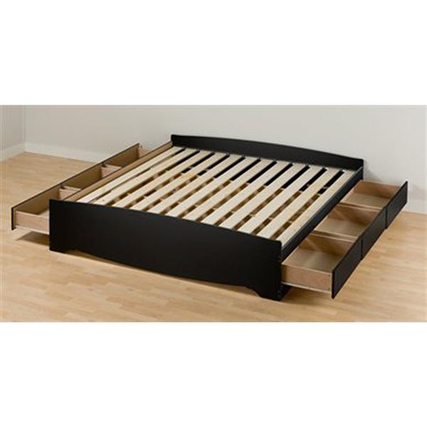 Prepac Mate S Black King Platform Bed, Black King Storage Bed