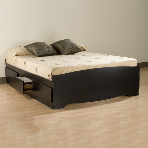 Prepac Mate S Black Queen Platform Bed, Prepac Sonoma Wooden Bookcase Platform Storage Bed In Black