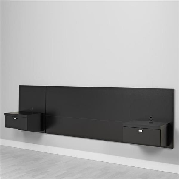 Prepac Queen Floating Headboard - 107.25-in x 31.5-in - Black