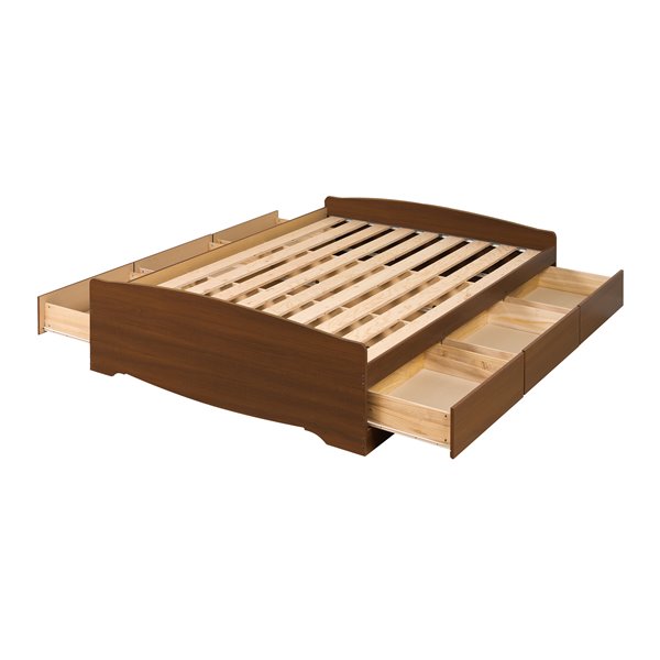 Prepac Mate's Cherry Queen Platform Bed with Storage