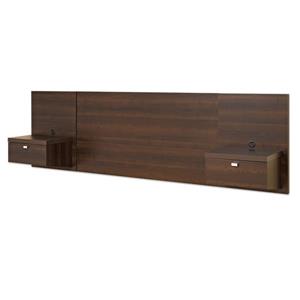 Prepac Queen Floating Headboard with Nightstands - 107.25-in x 31.50-in - Espresso
