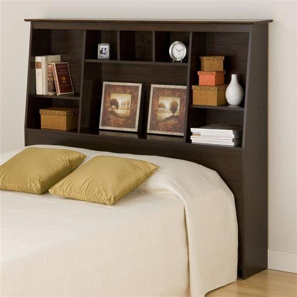 Prepac Espresso Full/Queen Slant-Back Bookcase Headboard