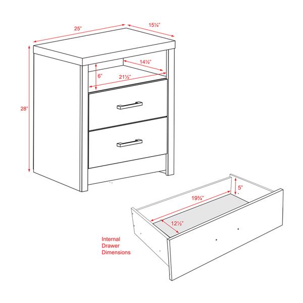 Prepac District Washed Ebony Nightstand