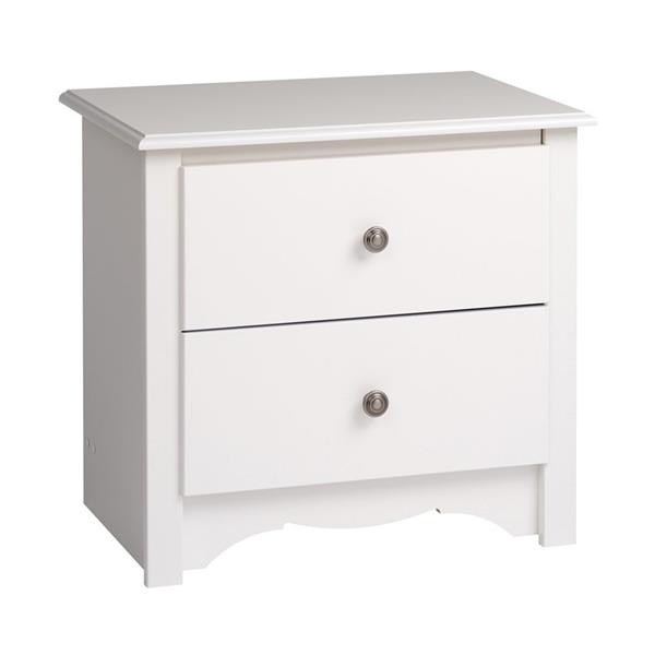 Prepac Monterey Nightstand - 2 Drawers - 23.25-in x 21.75-in x 16-in - White