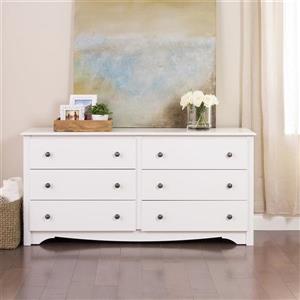 Prepac Monterey White 6-Drawer Dresser