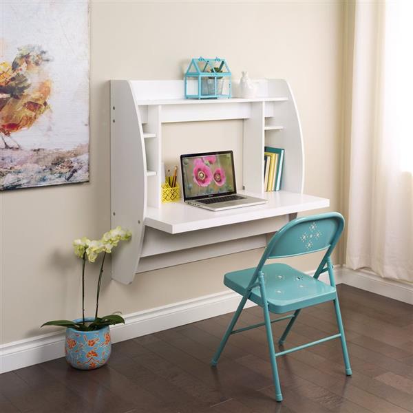 Prepac Transitional White Floating Desk