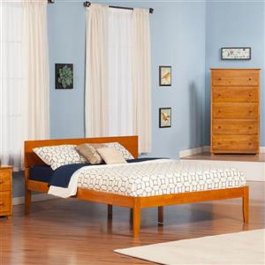 Atlantic Furniture Orlando Queen Platform Bed with Open Foot Board in Caramel