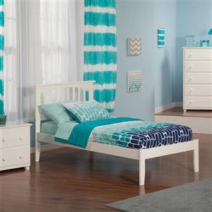 Atlantic Furniture Mission Twin Platform Bed with Open Foot Board in White
