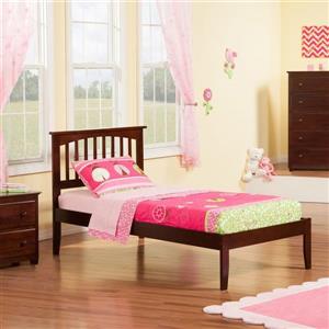 Atlantic Furniture Mission Twin Platform Bed with Open Foot Board in Walnut