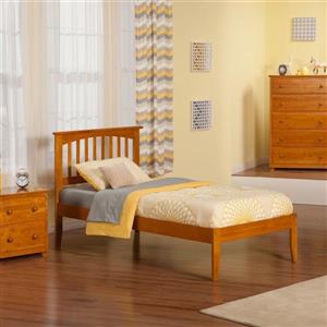 Atlantic Furniture Mission Twin Platform Bed with Open Foot Board in Caramel