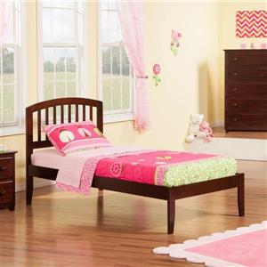 Atlantic Furniture Richmond Twin Platform Bed with Open Foot Board in Walnut