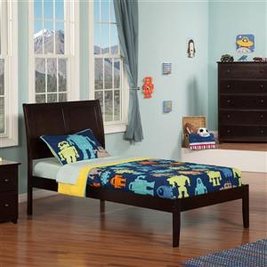 Atlantic Furniture Portland Twin XL Platform Bed with Open Foot Board in Espresso