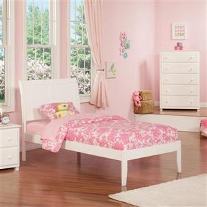 Atlantic Furniture Portland Twin XL Platform Bed with Open Foot Board in White