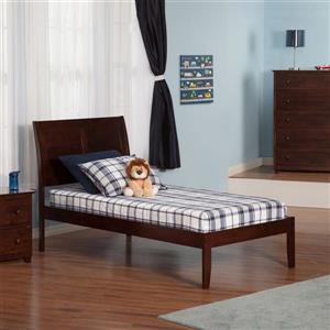 Atlantic Furniture Portland Twin Platform Bed with Open Foot Board in Walnut
