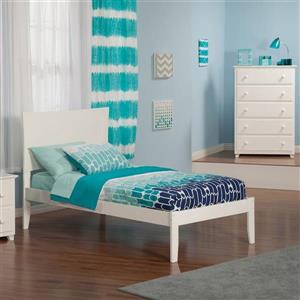 Atlantic Furniture Metro Twin Platform Bed with Open Foot Board in White