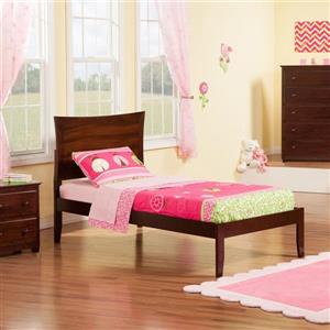 Atlantic Furniture Metro Twin Platform Bed with Open Foot Board in Walnut