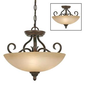 Golden Lighting Riverton PC 14.5-in W Peppercorn Stained Standard Semi-Flush Mount Light