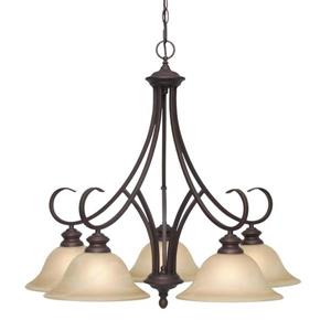 Golden Lighting Lancaster 5-Light Rubbed Bronze Transitional Marbleized Glass Shaded Chandelier