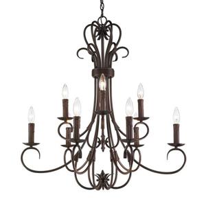 Golden Lighting Homestead RBZ 9-Light Rubbed Bronze Traditional Candle Chandelier