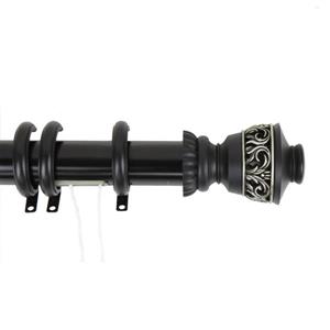 Rod Desyne Elite Lattice 48-in to 84-in Black Steel Traverse Curtain Rod