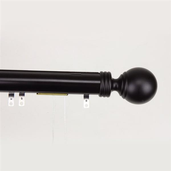 Rod Desyne Elite Sphere 84-in to 156-in Black Steel Traverse Curtain Rod