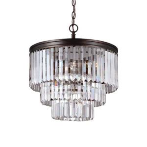 Sea Gull Lighting Carondelet 4-Light Burnt Sienna Transitional Clear Glass Waterfall Chandelier