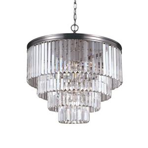 Sea Gull Lighting Carondelet 6-Light Antique Brushed Nickel Transitional Clear Glass Waterfall Chandelier