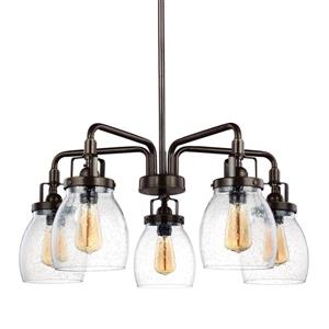 Sea Gull Lighting Belton 5-Light Heirloom Bronze Transitional Seeded Glass Draped Chandelier