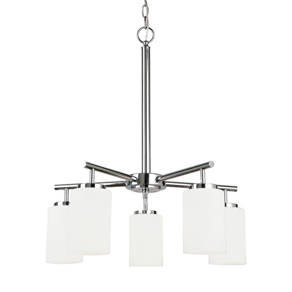 Generation Lighting Oslo 5-Light Chrome Modern Etched Glass Shaded Chandelier