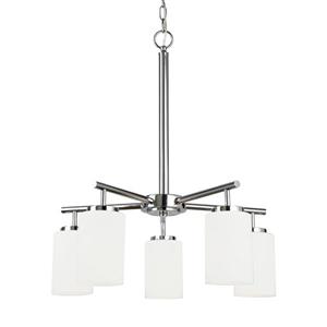 Sea Gull Lighting Oslo 5-Light Chrome Modern Etched Glass Shaded Chandelier