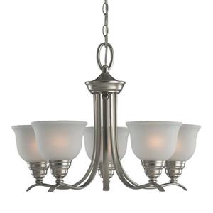 Sea Gull Lighting Wheaton 5-Light Brushed Nickel Transitional Etched Glass Shaded Chandelier