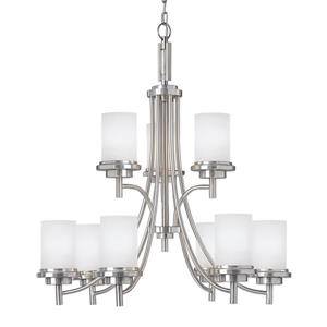 Sea Gull Lighting Winnetka 9-Light Brushed Nickel Modern Etched Glass Tiered Chandelier