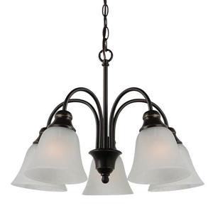 Sea Gull Lighting WindGate 5-Light Heirloom Bronze Transitional Alabaster Glass Shaded Chandelier