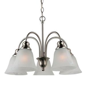 Sea Gull Lighting WindGate 5-Light Brushed Nickel Transitional Alabaster Glass Shaded Chandelier