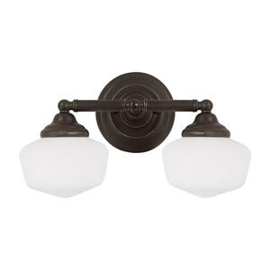 Sea Gull Lighting Academy 2-Light 17.25-in Heirloom Bronze Schoolhouse Vanity Light