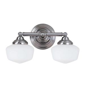 Sea Gull Lighting Academy 2-Light 17.25-in Brushed Nickel Schoolhouse Vanity Light