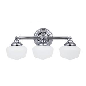 Sea Gull Lighting Academy 3-Light 23.25-in Chrome Schoolhouse Vanity Light