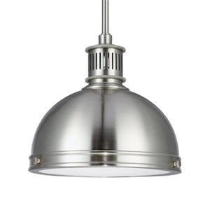 Sea Gull Lighting Pratt Street Brushed Nickel Mini Modern Textured Glass Warehouse Pendant