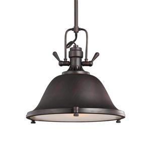 Sea Gull Lighting Stone Street Burnt Sienna Transitional Etched Glass Warehouse Pendant
