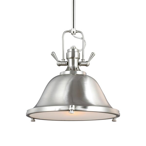 Generation Lighting Stone Street Brushed Nickel Transitional Etched Glass Warehouse Pendant