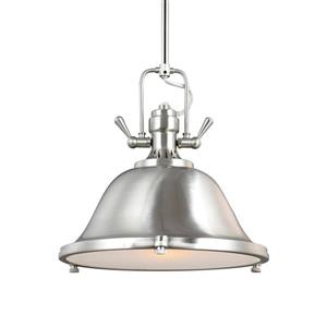 Generation Lighting Stone Street Brushed Nickel Transitional Etched Glass Warehouse Pendant