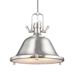 Generation Lighting Stone Street Brushed Nickel Transitional Etched Glass Warehouse Pendant