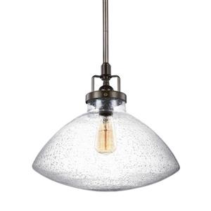 Sea Gull Lighting Belton Heirloom Bronze Transitional Seeded Glass Bell Pendant