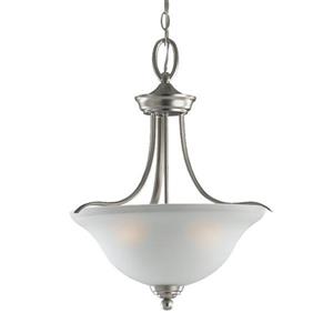 Sea Gull Lighting Wheaton Brushed Nickel Transitional Etched Glass Bowl Pendant