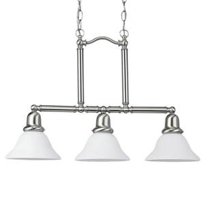 Sea Gull Lighting Sussex 7.5-in W 3-Light Brushed Nickel Casual/Transitional Kitchen Island Light with White Shade